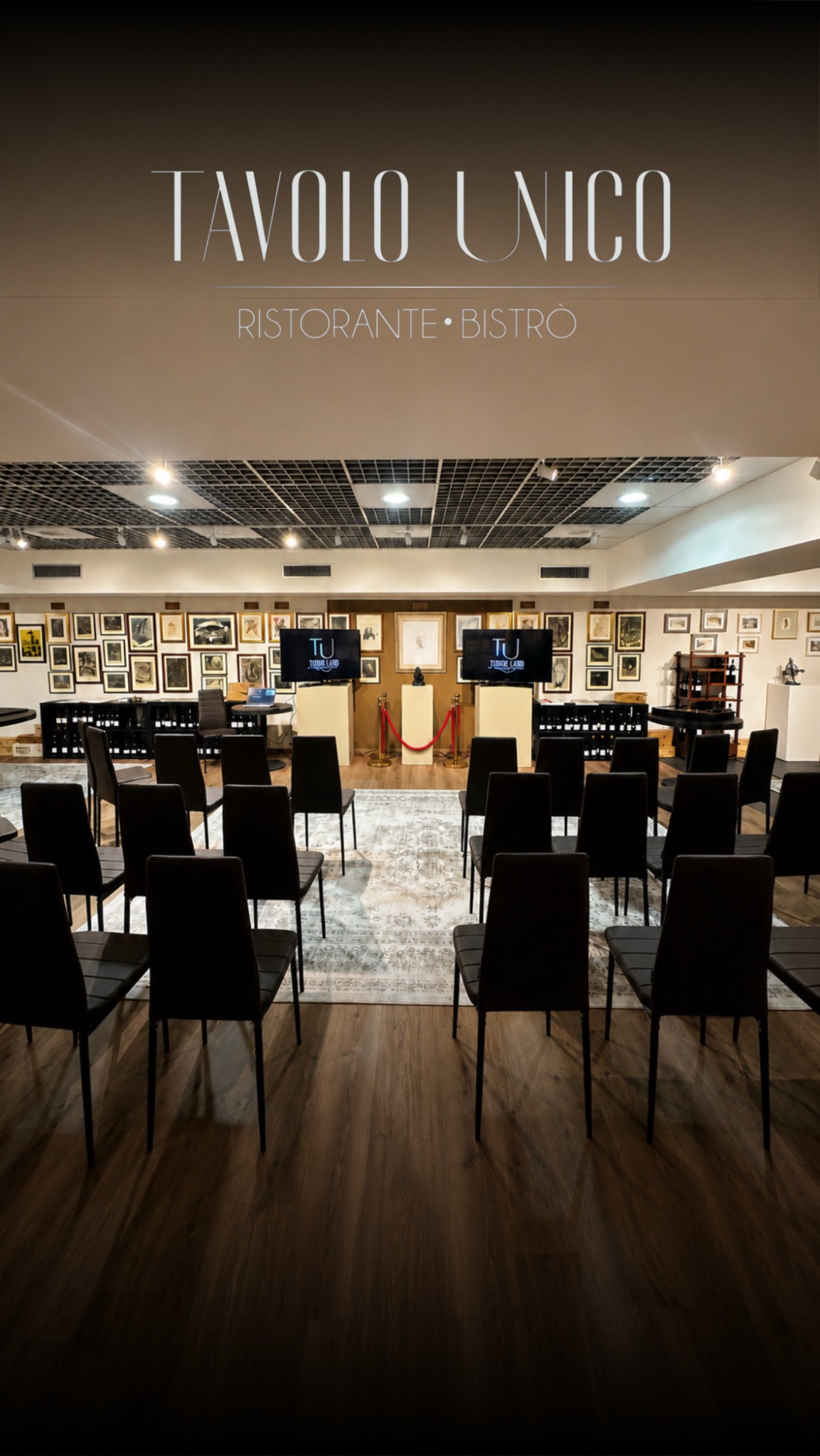 Eventi aziendali a Tavolo Unico con platea e monitor