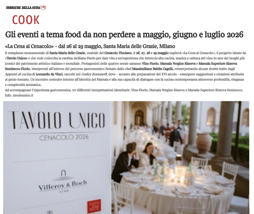 Corriere della Sera · COOK · Gli eventi a tema food da non perdere a maggio, giugno e luglio 2026