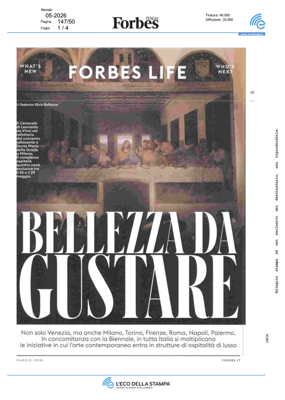 Forbes Italia · Bellezza da gustare