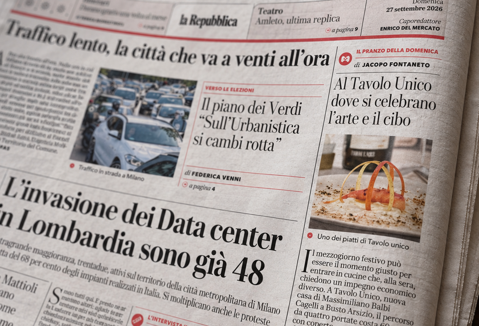 la Repubblica · Il pranzo della domenica è un Tavolo unico · 27 settembre 2026