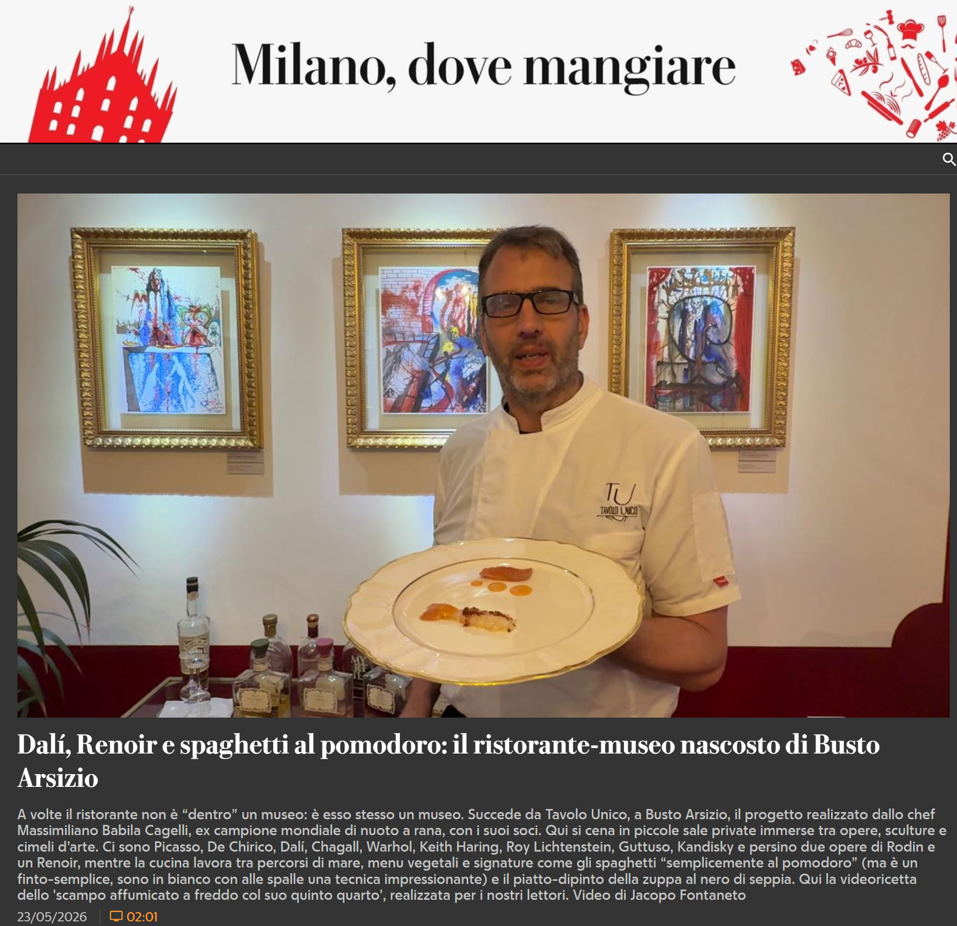 la Repubblica · Dalì, Renoir e spaghetti al pomodoro: il ristorante-museo nascosto di Busto Arsizio